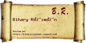 Bihary Rézmán névjegykártya
